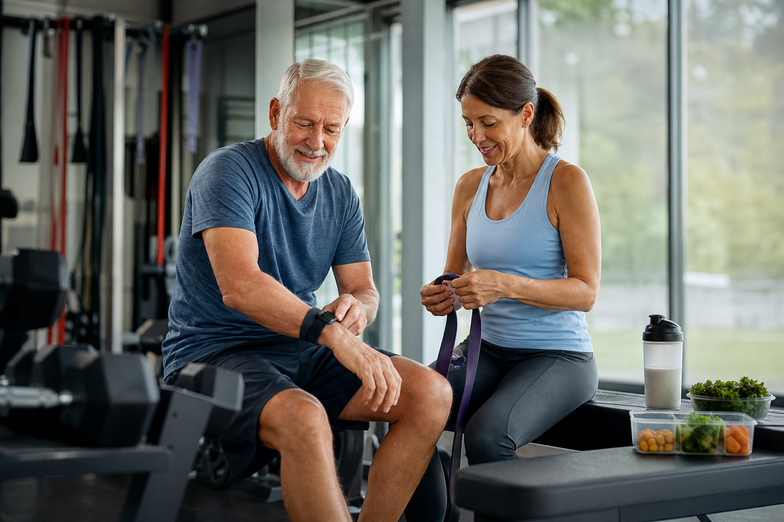Older adults preparing for resistance training with nutrition support
